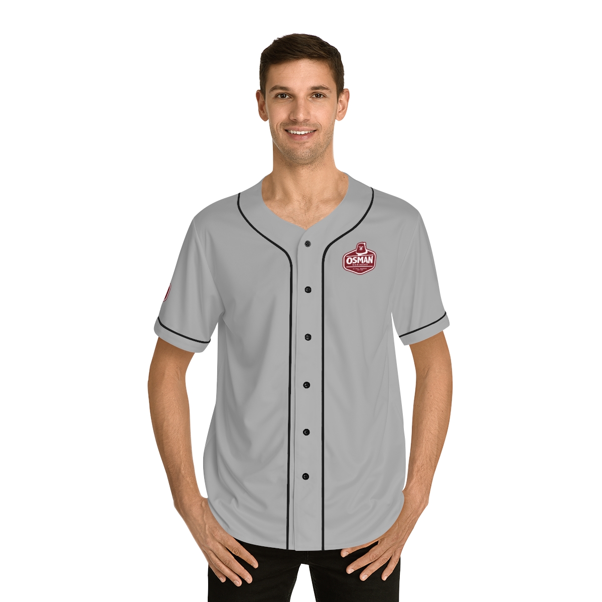 Osman Shrine Men's Baseball Jersey (Light Grey) - Image 15
