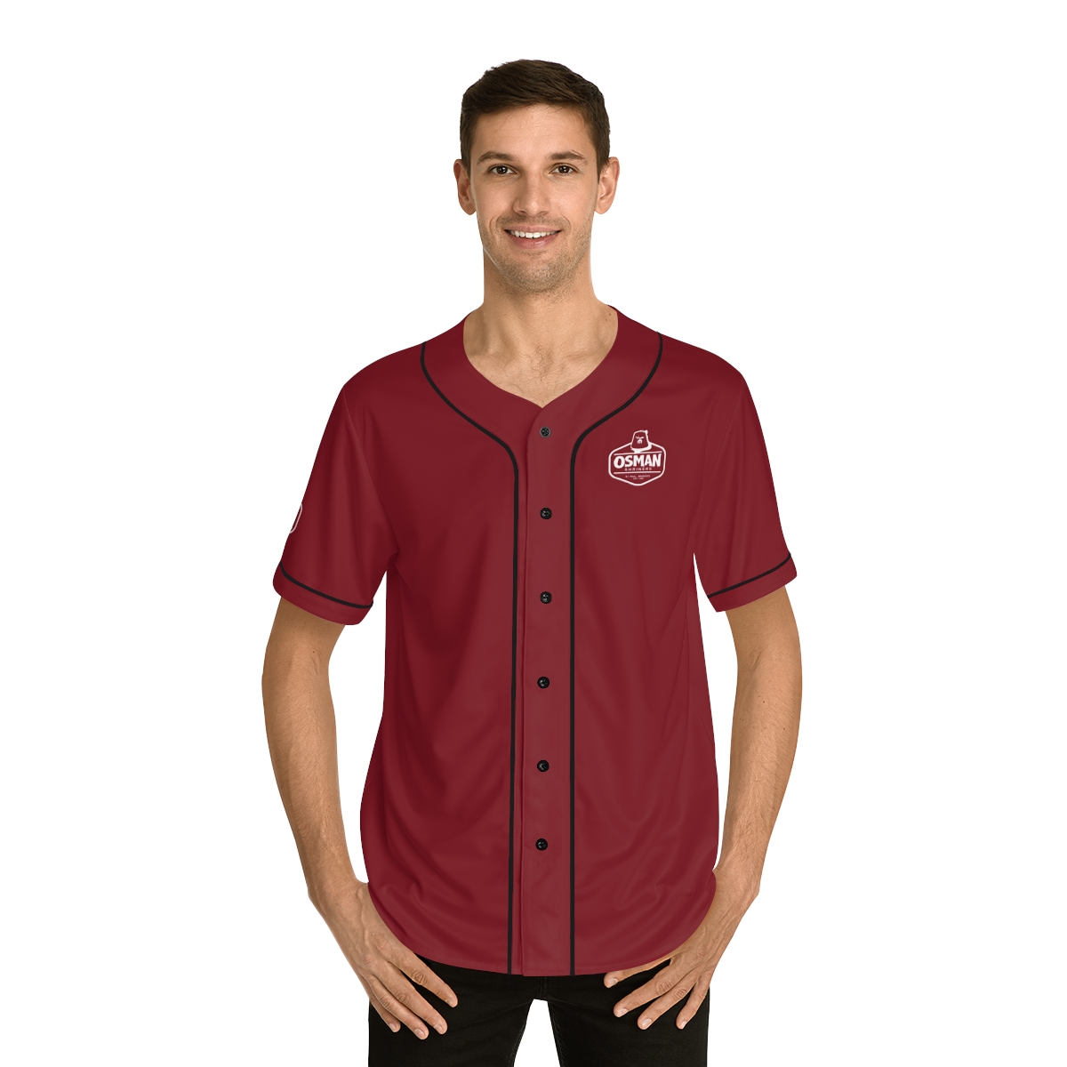 Osman Shrine Men's Baseball Jersey (Shrine Red) - Image 15