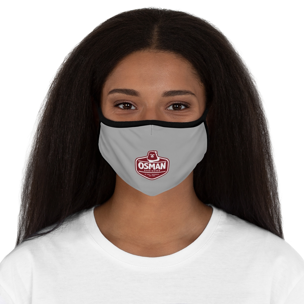 Osman Shrine Fitted Polyester Face Mask Light Grey - Image 4