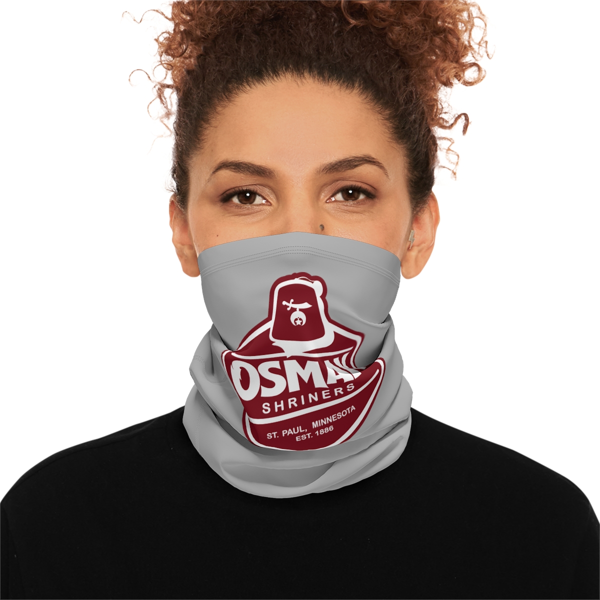 Osman Shrine Winter Neck Gaiter With Drawstring Light Grey - Image 3