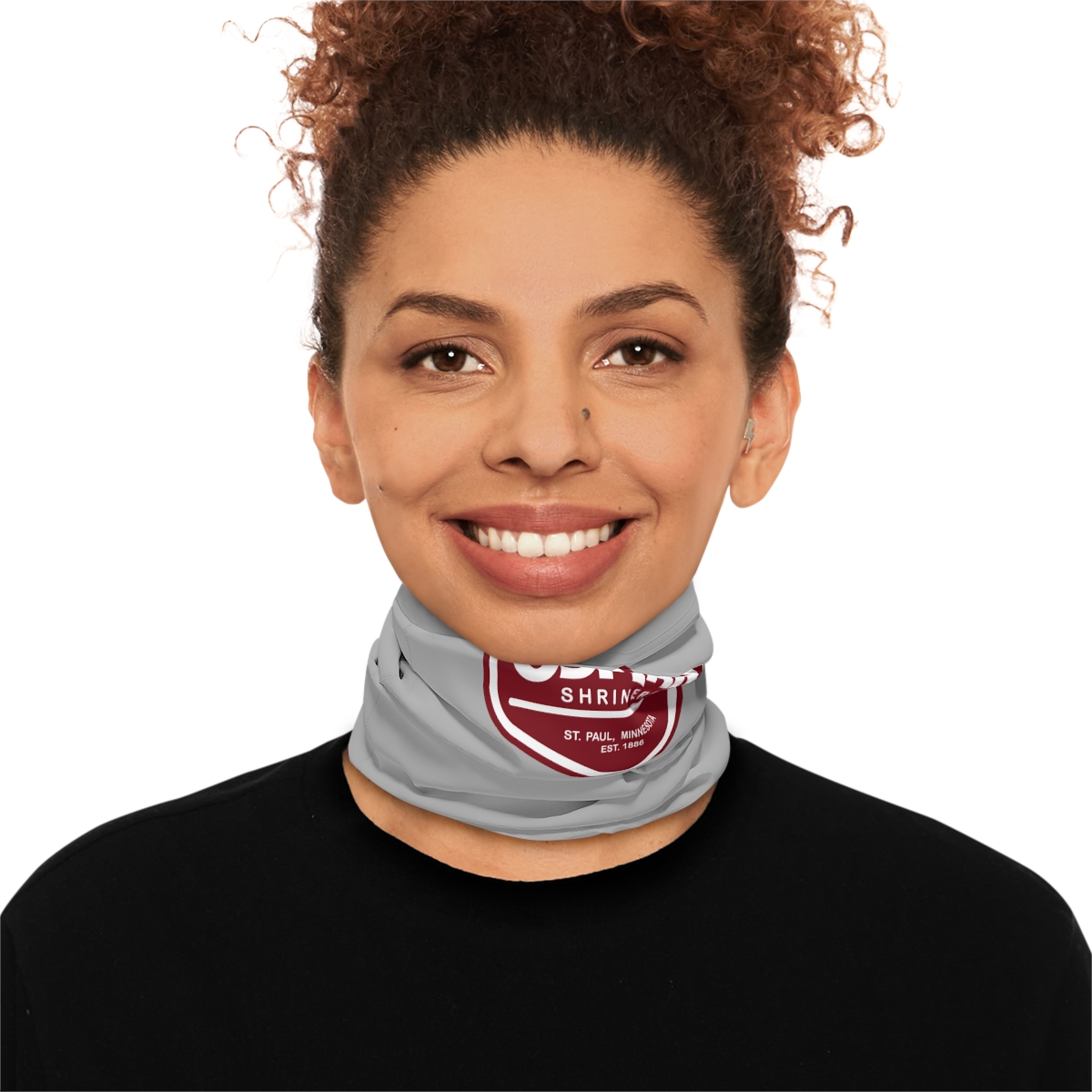Osman Shrine Winter Neck Gaiter With Drawstring Light Grey - Image 7