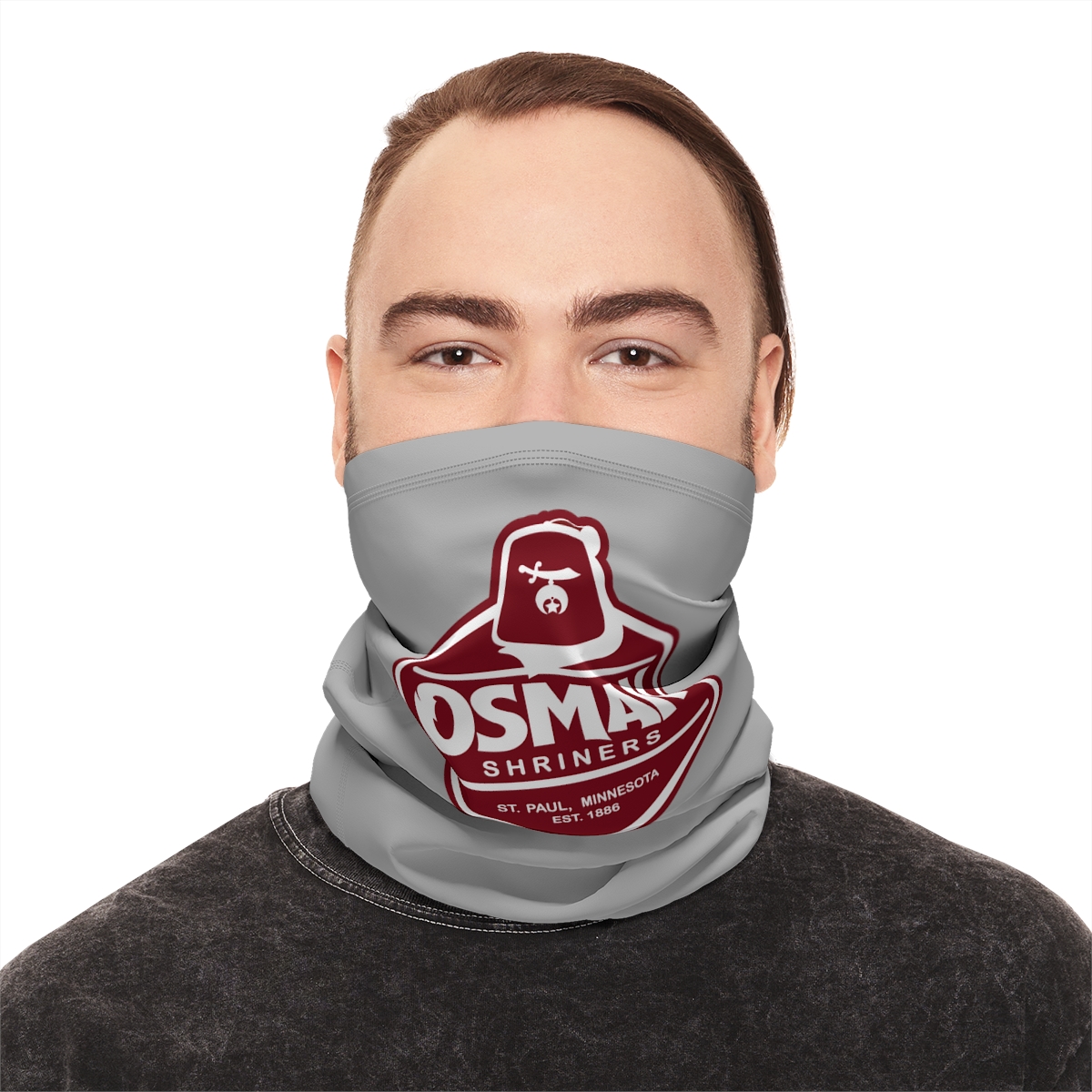 Osman Shrine Winter Neck Gaiter With Drawstring Light Grey - Image 8