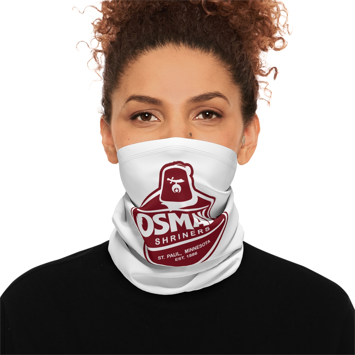 Osman Shrine Winter Neck Gaiter With Drawstring White - Image 3