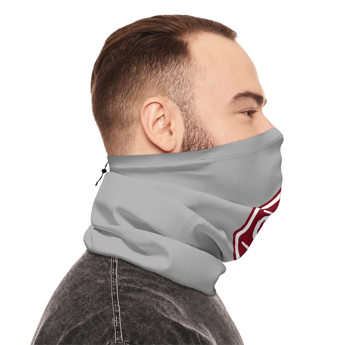 Osman Shrine Winter Neck Gaiter With Drawstring Light Grey - Image 10