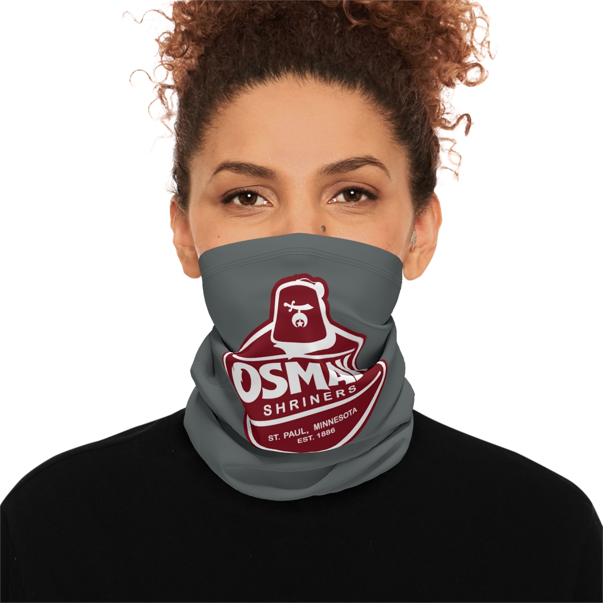 Osman Shrine Winter Neck Gaiter With Drawstring Dark Grey - Image 3
