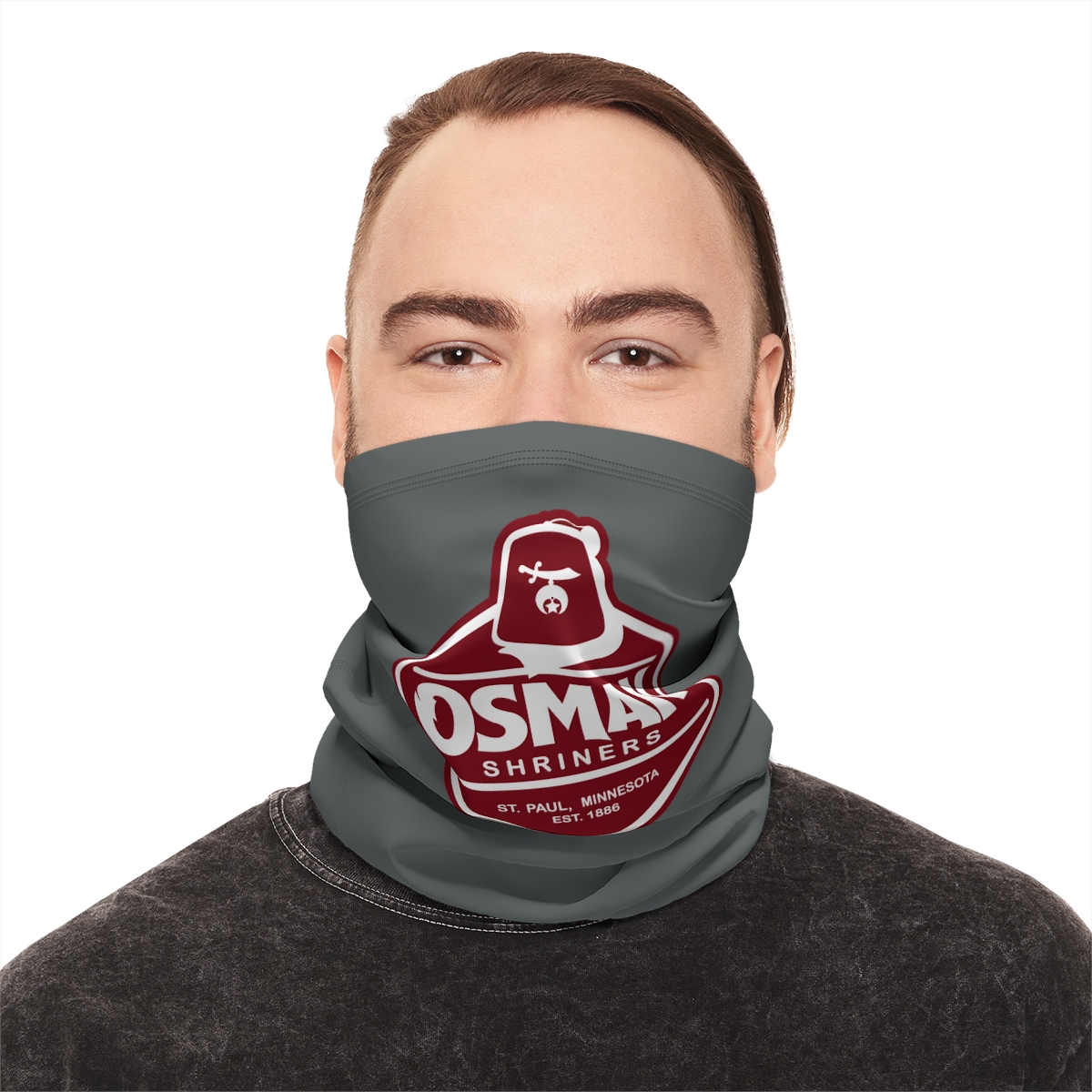Osman Shrine Winter Neck Gaiter With Drawstring Dark Grey - Image 8