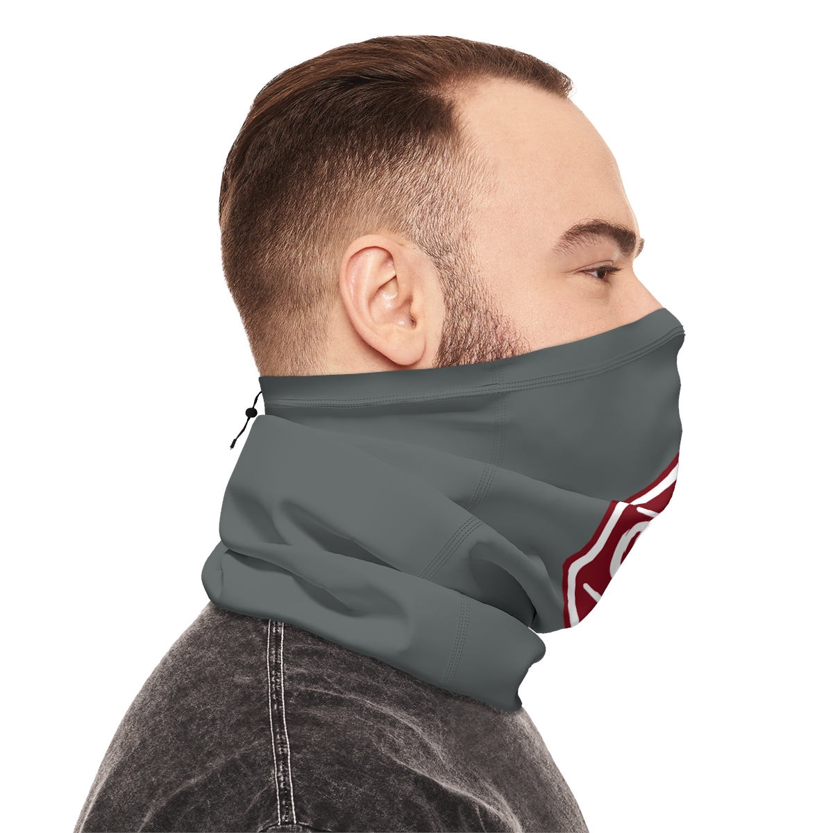 Osman Shrine Winter Neck Gaiter With Drawstring Dark Grey - Image 10