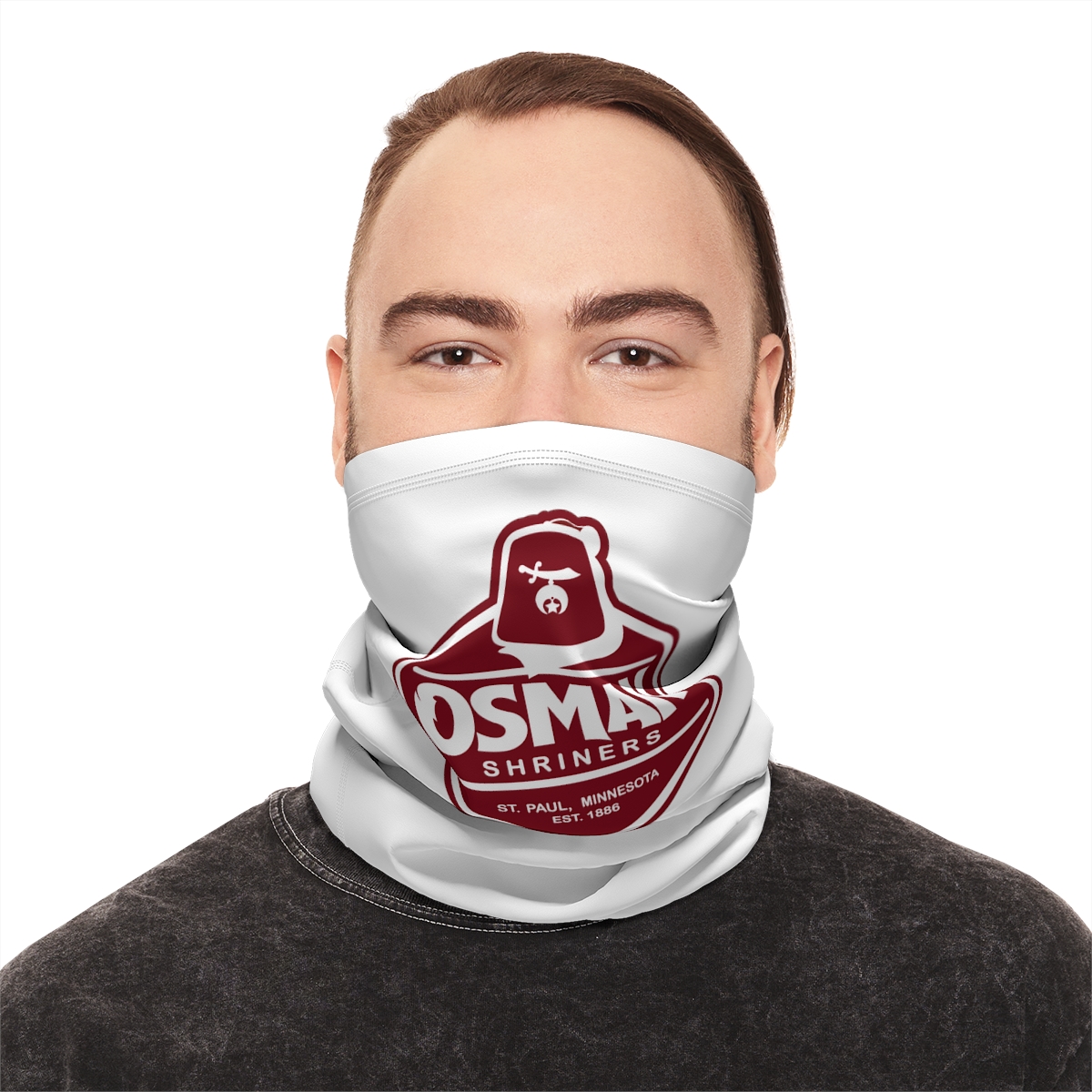 Osman Shrine Winter Neck Gaiter With Drawstring White - Image 8