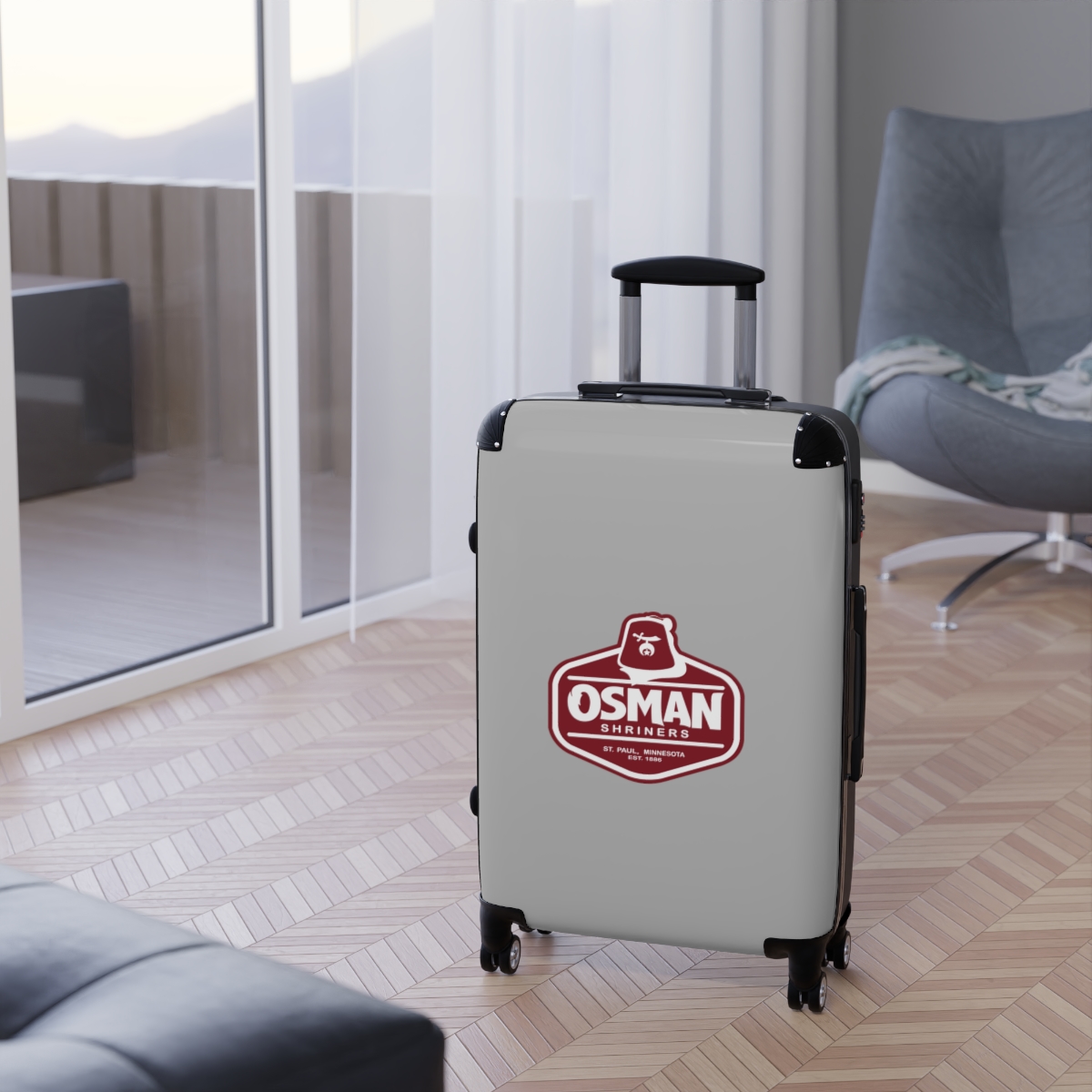 Osman Shrine Suitcase 3 Sizes (Light Grey) - Image 15