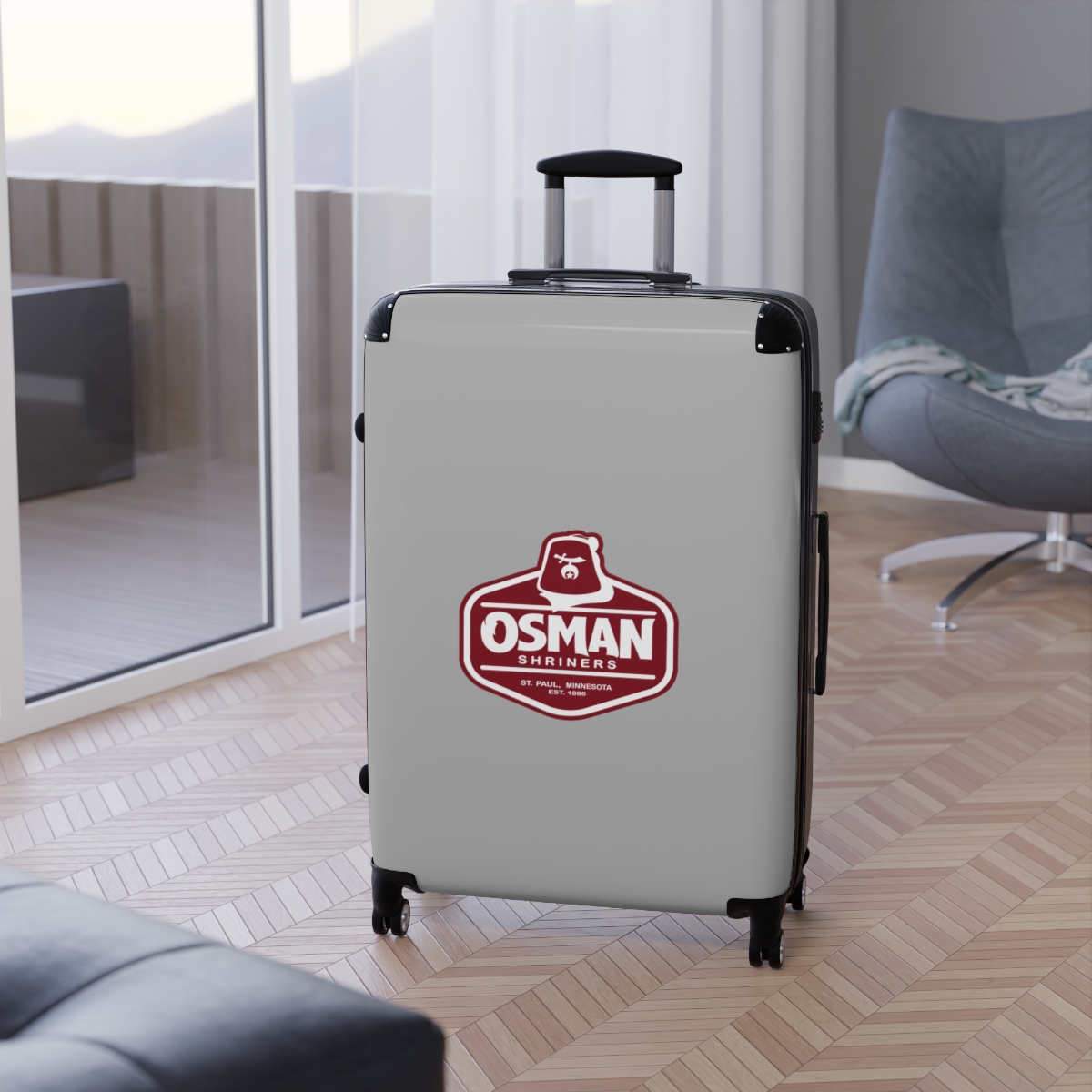 Osman Shrine Suitcase 3 Sizes (Light Grey) - Image 5